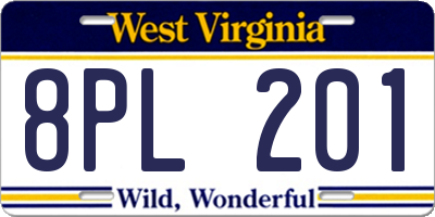 WV license plate 8PL201