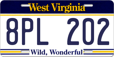 WV license plate 8PL202
