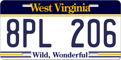 WV license plate 8PL206