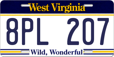 WV license plate 8PL207