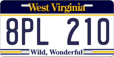 WV license plate 8PL210