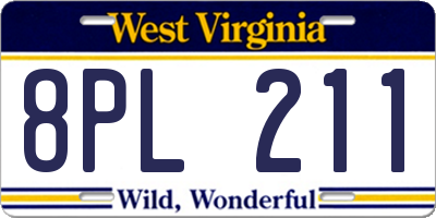 WV license plate 8PL211