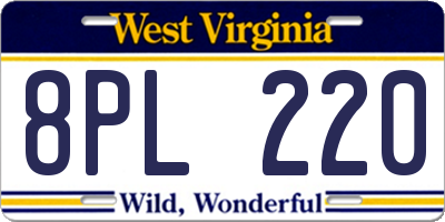 WV license plate 8PL220