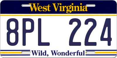 WV license plate 8PL224