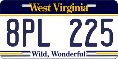 WV license plate 8PL225