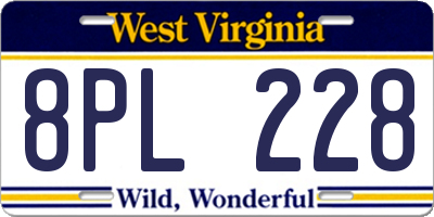 WV license plate 8PL228