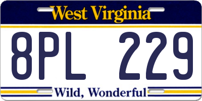 WV license plate 8PL229