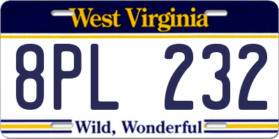 WV license plate 8PL232