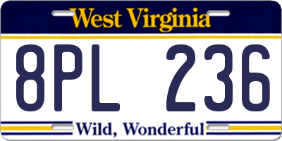 WV license plate 8PL236