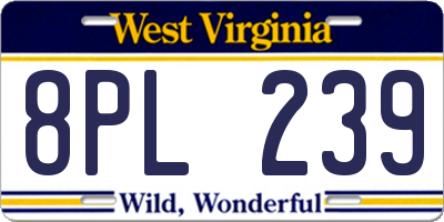 WV license plate 8PL239