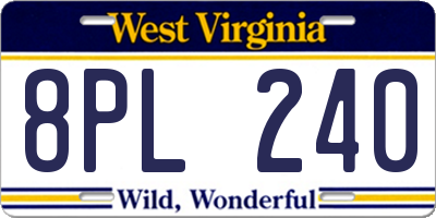 WV license plate 8PL240
