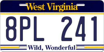 WV license plate 8PL241