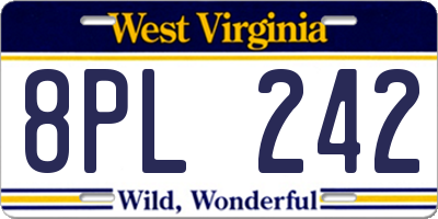 WV license plate 8PL242