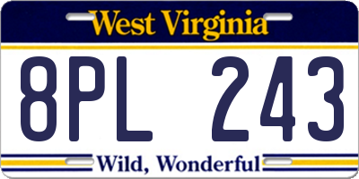 WV license plate 8PL243