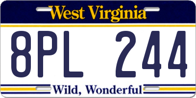 WV license plate 8PL244