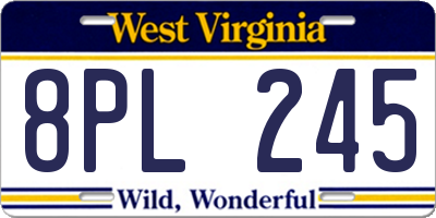 WV license plate 8PL245