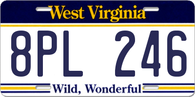 WV license plate 8PL246