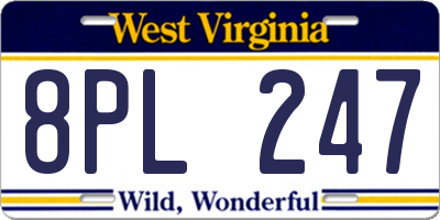 WV license plate 8PL247