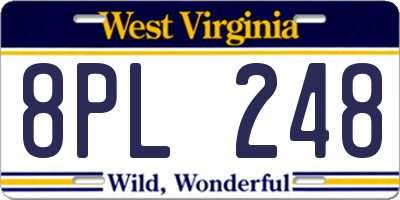 WV license plate 8PL248