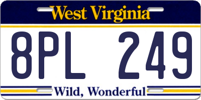 WV license plate 8PL249