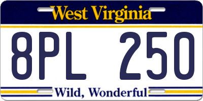 WV license plate 8PL250