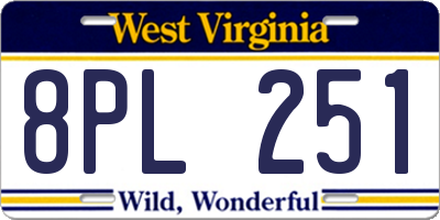 WV license plate 8PL251