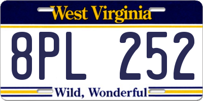 WV license plate 8PL252