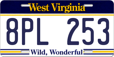 WV license plate 8PL253