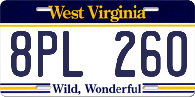 WV license plate 8PL260