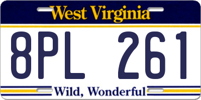 WV license plate 8PL261