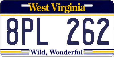 WV license plate 8PL262