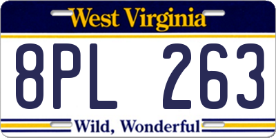 WV license plate 8PL263