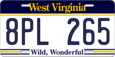 WV license plate 8PL265