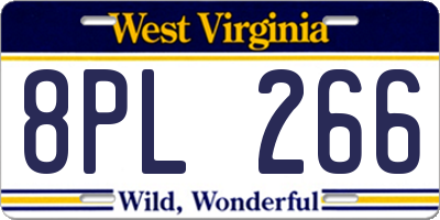 WV license plate 8PL266