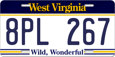 WV license plate 8PL267