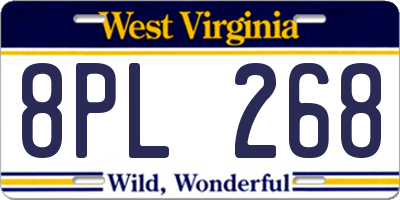WV license plate 8PL268