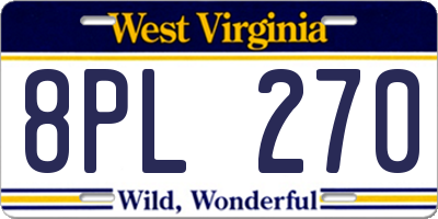 WV license plate 8PL270