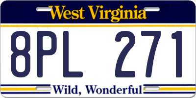 WV license plate 8PL271