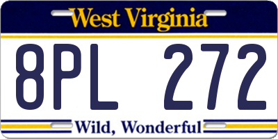 WV license plate 8PL272