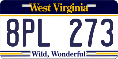 WV license plate 8PL273