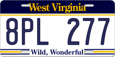 WV license plate 8PL277