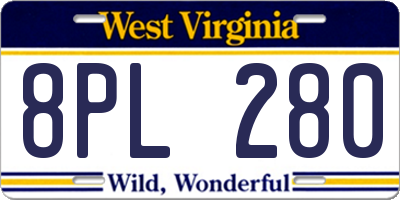 WV license plate 8PL280
