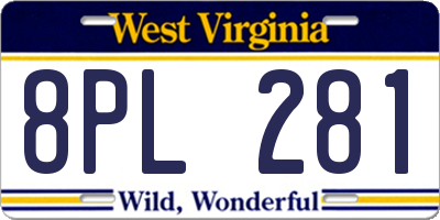 WV license plate 8PL281