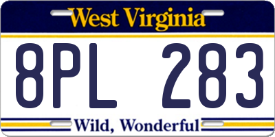 WV license plate 8PL283