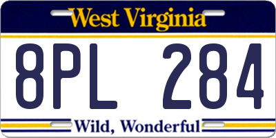 WV license plate 8PL284