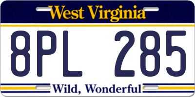 WV license plate 8PL285