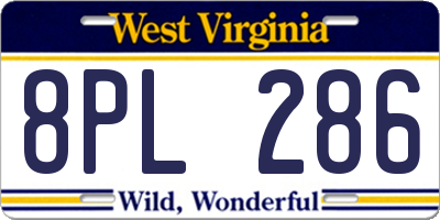 WV license plate 8PL286