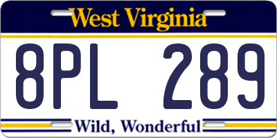 WV license plate 8PL289