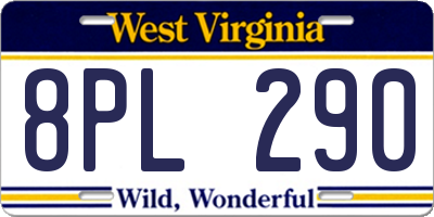 WV license plate 8PL290