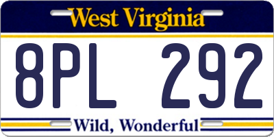 WV license plate 8PL292
